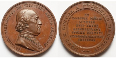 Bartakovics Adalbert egri érsek 50. jubileuma 1865 emlékérem